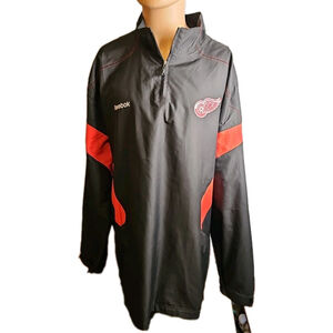 Detriot Red Wings 1/4 Zip Vented Windbreaker Adult 2XL Black Reebok Center Ice